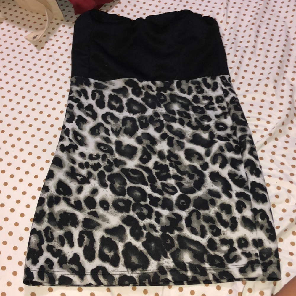 Black cheetah print mini dress